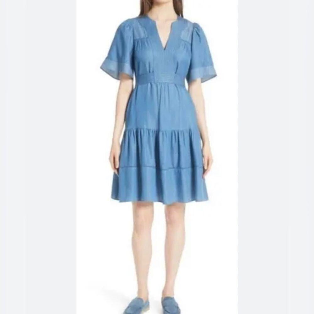 KATE SPADE INDIGO RAILROAD DRESS SIZE XS